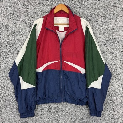 Esprit by Campus Jacket Mens 2XL Red Blue Green Colorblock Full Zip Windbreaker