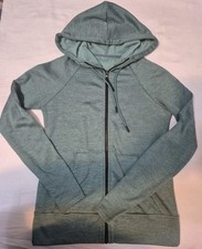 Womens Jacket Small Green Blue Full Zip Up Hoodie Hooded Lightweight Activewear