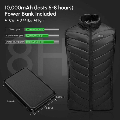 Heated Vest 9 Heating Zones With 10000mAh Battery Pack Electric Heating Vest US image 7