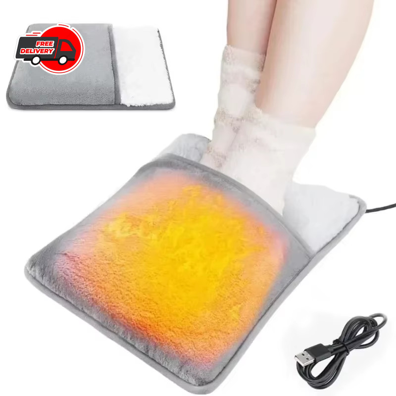 Winter Electric Foot Heating Pad USB Charging Soft Plush Washable Warmer Mat