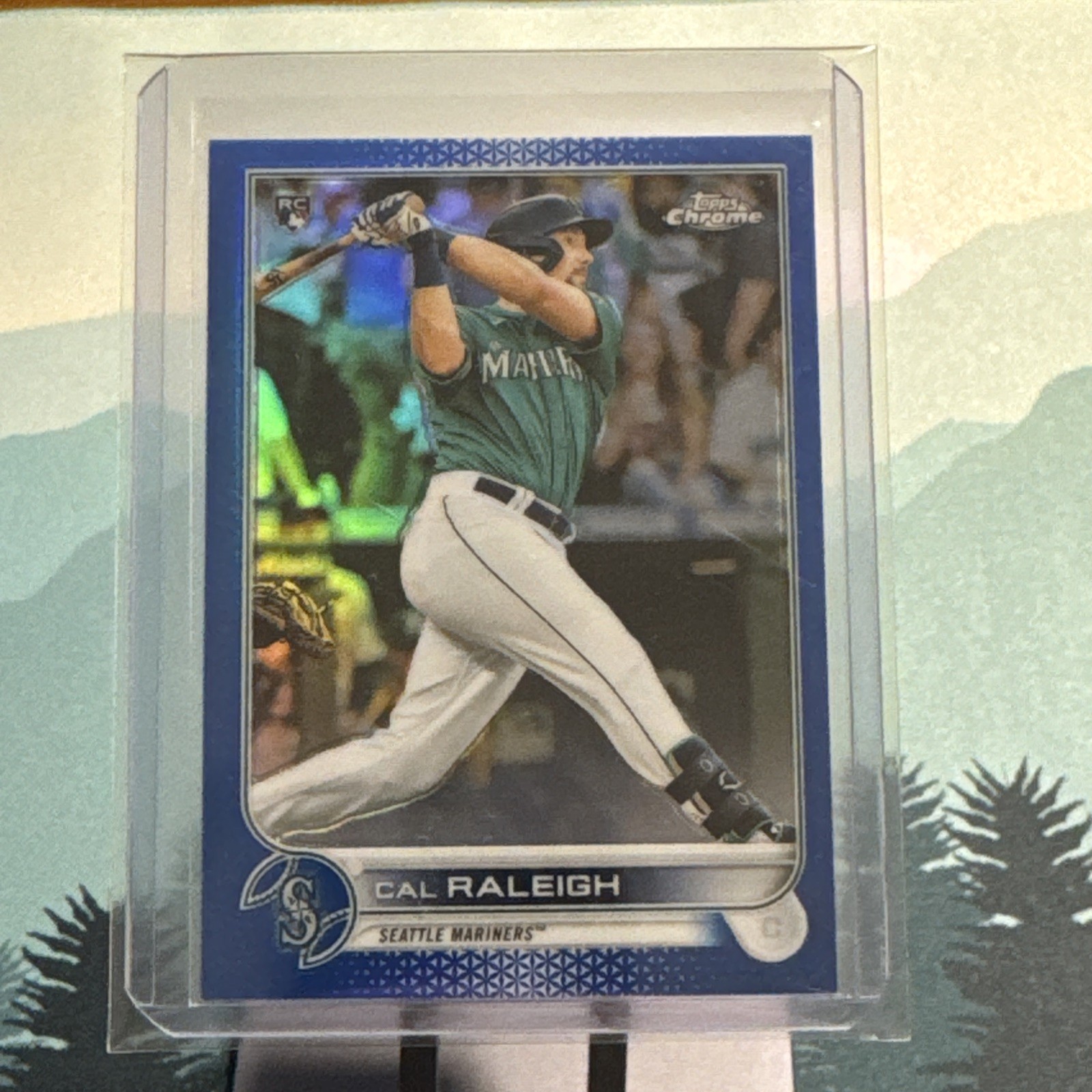 2022 Topps Chrome Cal Raleigh #149 BLUE Refractor RC /150 Mariners Rookie RC