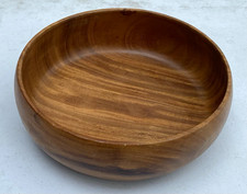 Round Wooden Serving Bowl Brown Wood Grain Smooth Finish 12  Dia x 4" H