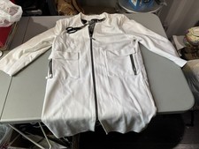 Black Label By Chicos Size 2 White Jacket With Zipper Pockets