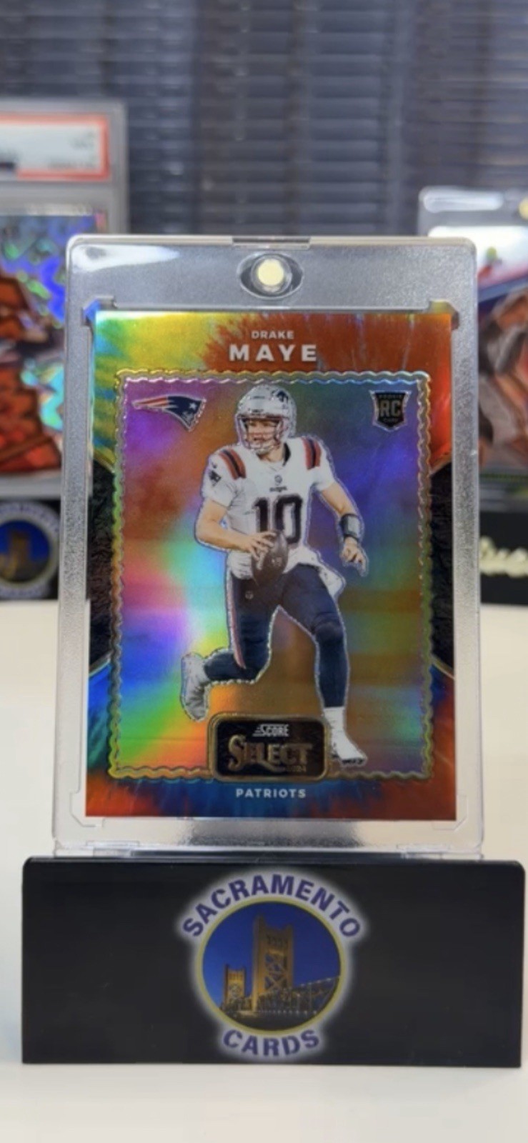 Drake Maye 2024 Panini Select - Score Select Throwback Tie-Dye Prizm /25 (RC)