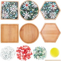 3 Stile Diy Mosaik-Bastelset, Blumenmosaik-Bambus-Untersetzer-Set FüR Handg1511