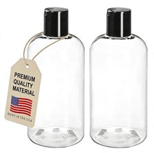 ljdeals 8 oz Clear Plastic Empty Bottles with Black Disc Top 8 oz,