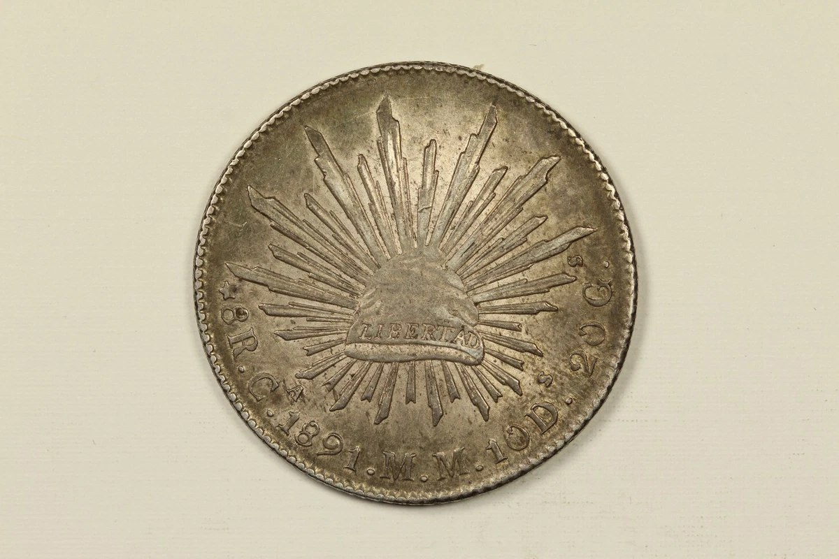 メキシコ 1891年 銀貨 1891年 Mo AM MO77 メキシコ共和国 8レアル銀貨 PCGS Genuine - AU