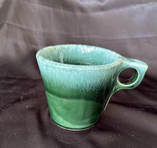 Hull Pottery Avocado Green Drip Glaze Coffee Mug Cup MCM 1960s