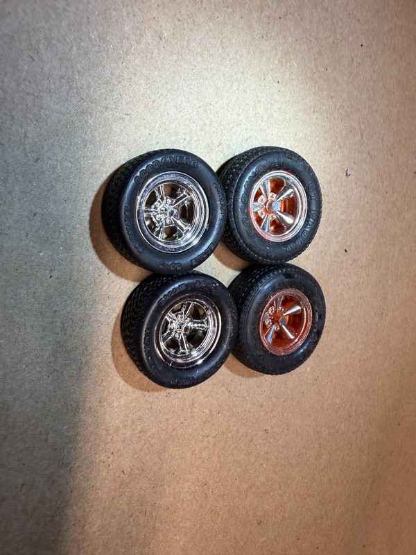  Wheels & Tires 5 Spoke AMT 1/25 Scale Rims GoodYear Chrome FULL SET HOT ROD