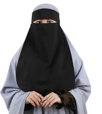 Single Layer Niqab, Soft Chiffon Muslim Veil Face Cover, One Layer Nose Piece, H
