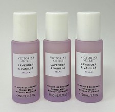 3 VICTORIA'S SECRET LAVENDER VANILLA RELAX 24 HR DEODORANT ROLL ON ALUMINUM FREE
