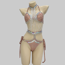 Make to Order Women Handmade Stones Samba Costume Carnival Suit Bra Panties
