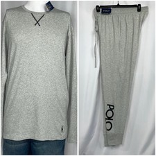 Polo Ralph Lauren Large 2 Piece Set Gray Black Polo Graphic Cotton Blend New
