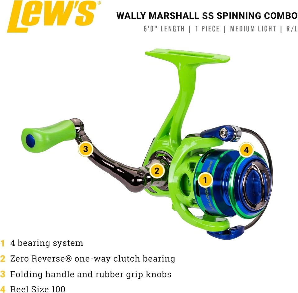 Lightweight Wally Marshall 6' Speed Shooter Spinning Combo - Unisex Fishing Gear - Image 4 of 4