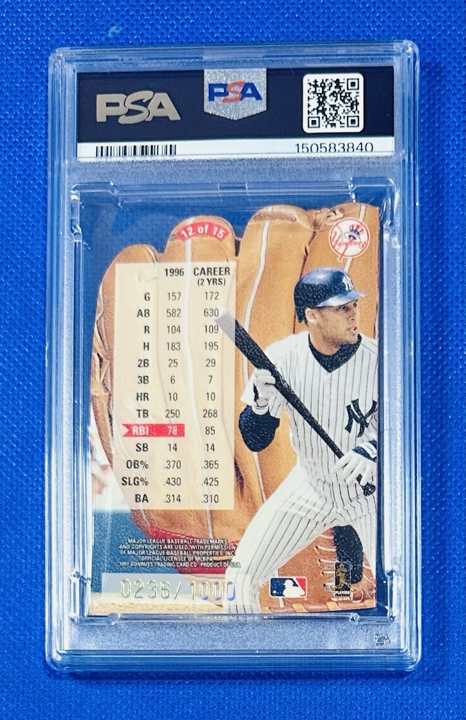 1997 Leaf - Statistical Standouts Derek Jeter #12 /1000 PSA 9 New Slab! 🔥 view 2