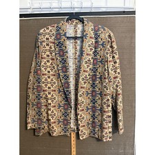 Vintage Southwestern Blazer Geometric Aztec Woven Open Jacket hand sewn handmade