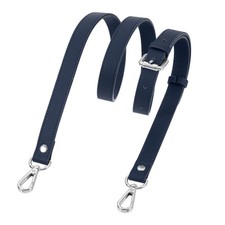 0.7" Genuine Leather Purse Strap for Bag Dark Blue Silver Buckle