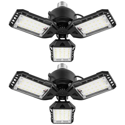 LED Garage Lights Bulb 2 Pack 80W 8000LM 6500K Deformable Panels