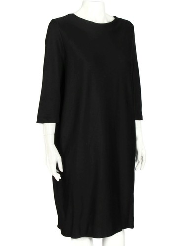COS Black Oversize Lagenlook Half Sleeve Back Pleats Heavy Rayon Dress sz M /980 - Picture 3 of 6
