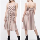Blu Pepper Stripe Sleeveless Dress Taupe Multi NWT Size L
