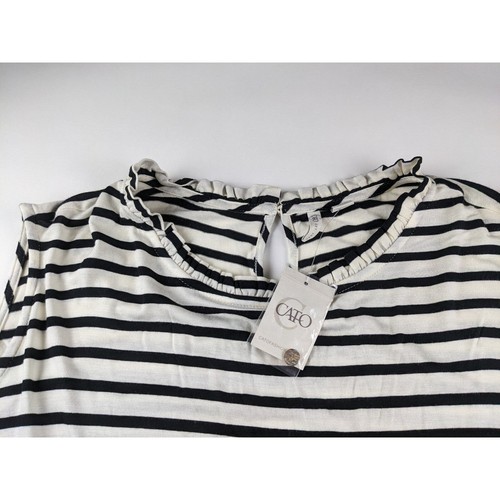 CATO Black Cream Striped Tank Top Woman 26 28W NWT - Picture 2 of 10