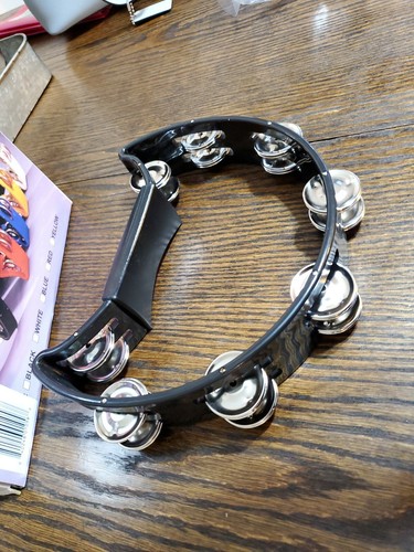 BLACK 10" DOUBLE TAMBORINE TAMBOURINE RHYTHM BAND STAGE CHURCH RECORDING MUSIC - Bild 5 von 11