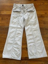 Flared Grunge Wide Leg Utility Pants w/ Cargo Pockets  Front Seam Detail - Sz 2