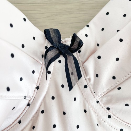 Lovable Intimates Corset Size 12D Light Pink Black Polka Dot Satin Lace Trim New - Picture 3 of 9