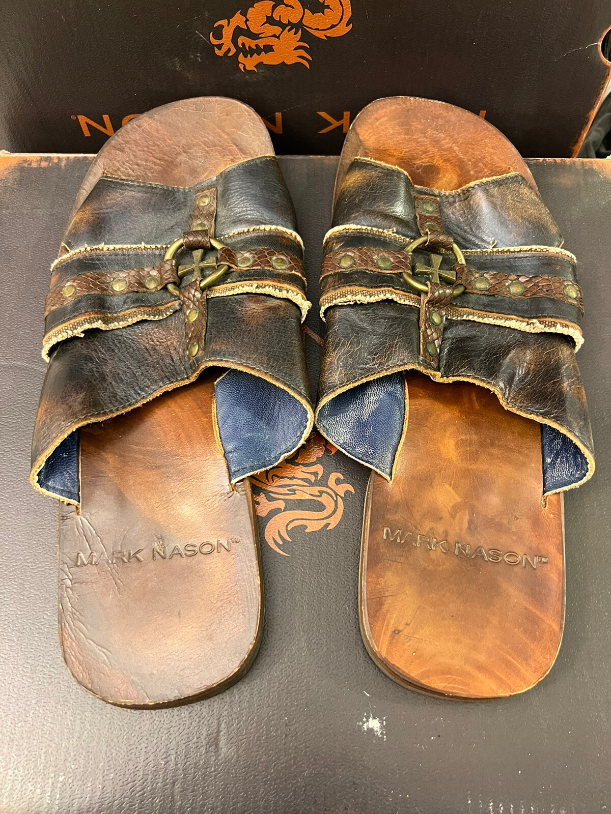 Italy Leather Cross Sandals Mens 