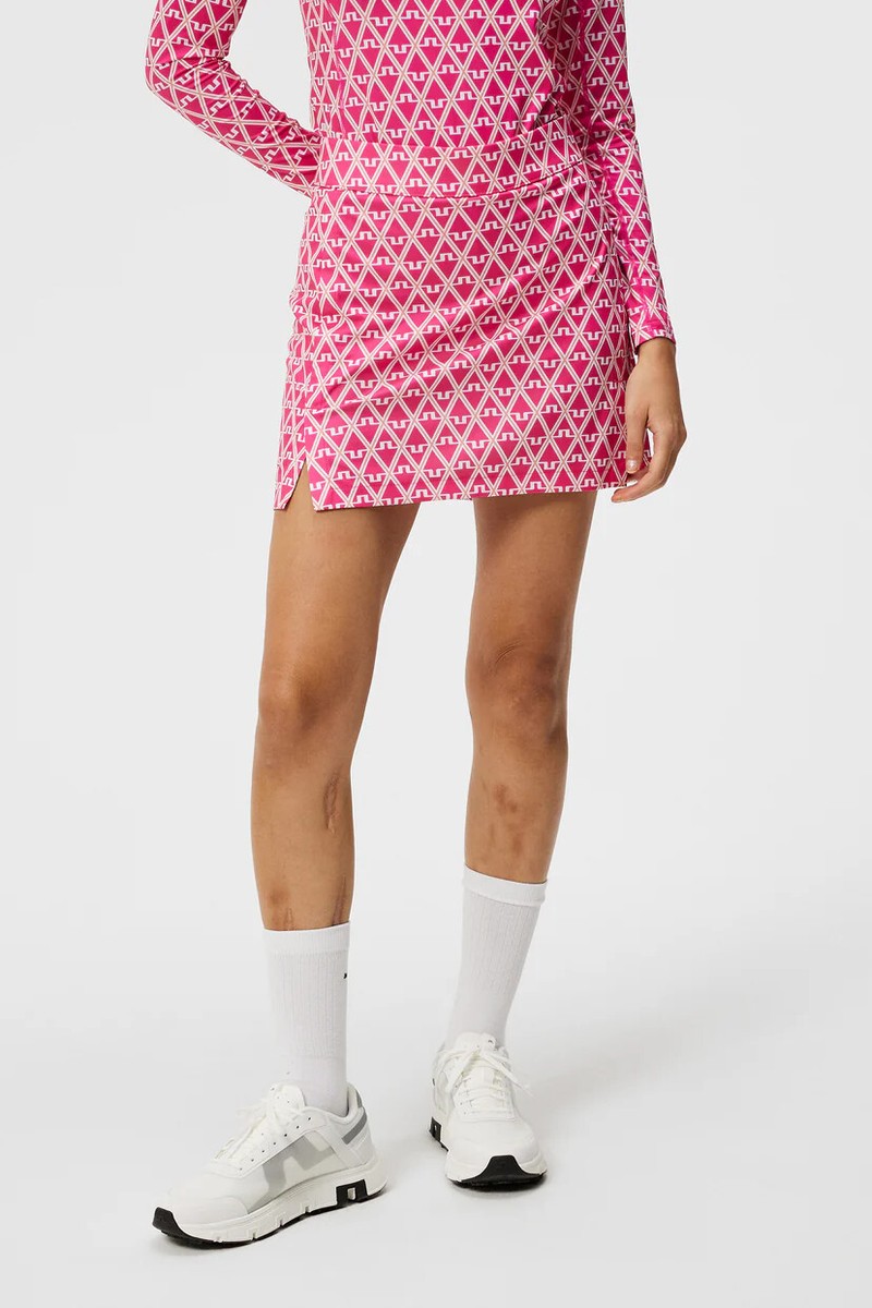 J Lindeberg Women's Amelie MID PRINT Golf Skort XS M PINK