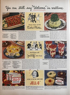 1943 Jell-O Featuring The Kate Smith Hour Print Ad, Kitchen Decir Idea