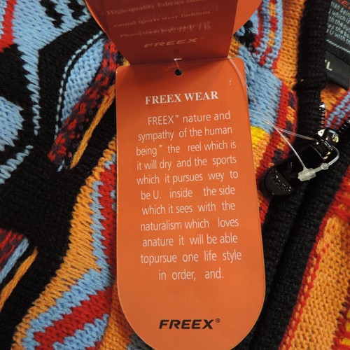 Maglione vintage Freex Mountain uomo XL 3D maglia full zip stile Coogi con cappuccio Y2K - Foto 5 di 9