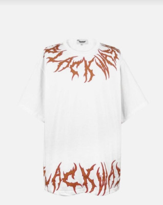 Vintage Vancarhell Graphic Print Flame Short Sleeve Oversize T Shirt White Sz M