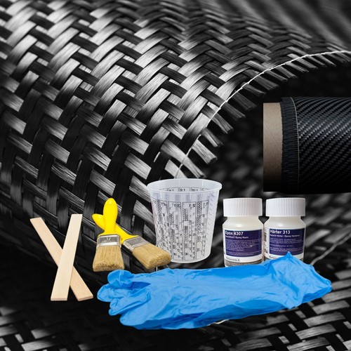 Carbon Komplett-Set 0,25m² Carbongewebe Köper 100g Epoxidharz 50g Härter - Bild 3 von 7