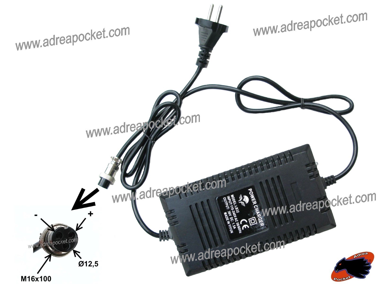 Chargeur 36V 1,5A de batterie pour trottinette électrique et mini quad enfant chinois