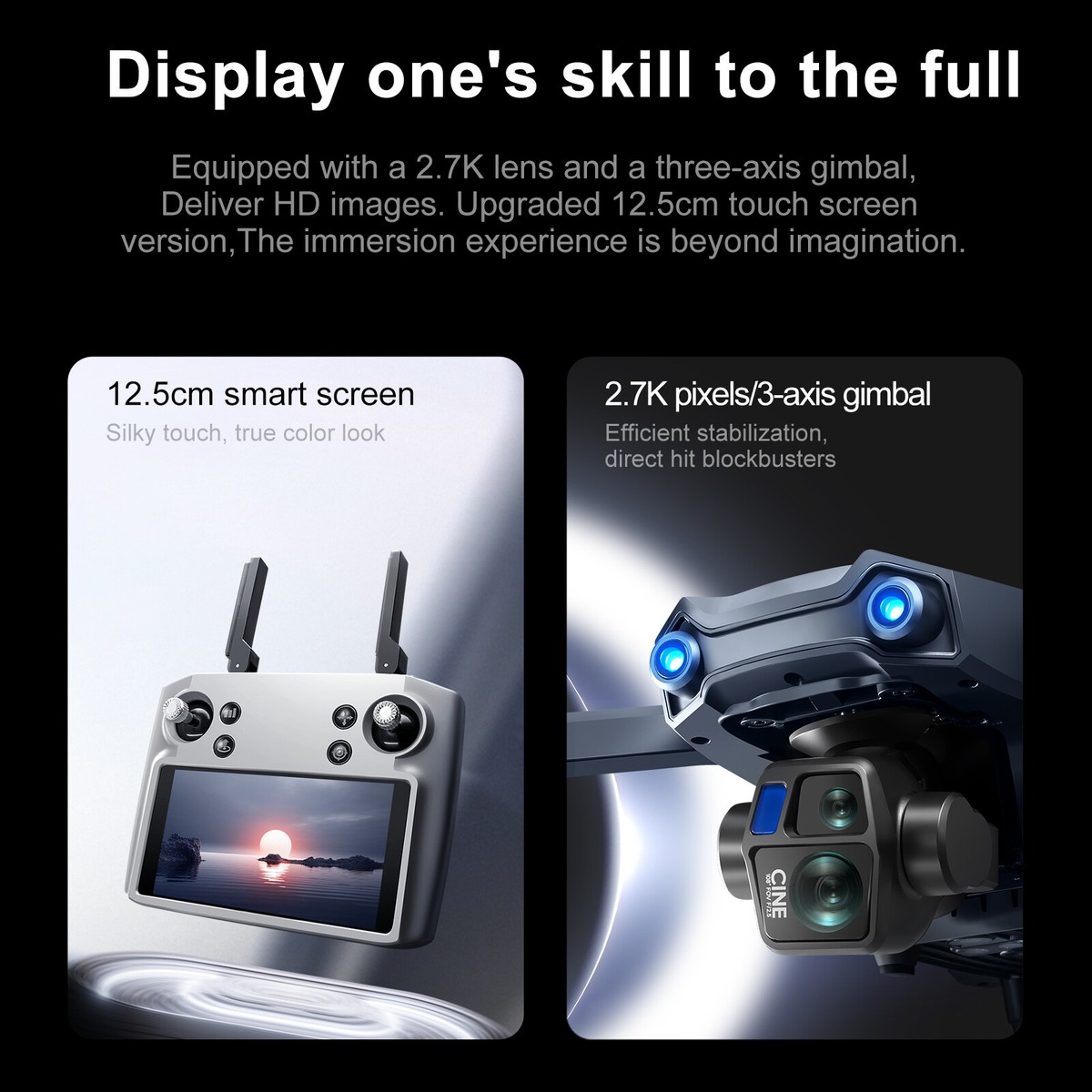 S819 Drone GPS 6KM 3-axis Gimbal 2.7K Dual Camera Obstacle
