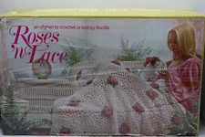 Vintage Bucilla Afghan Kit 7783 Roses 'n Lace Crochet or Knit Color 613 NEW