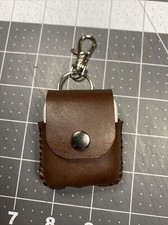 Airpods Gen 1/2 Leather Case Rustic Style Brown Full Grain Leather Snap Keychain