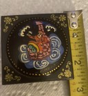 Small Russian Hand-Painted Lacquer Box w/ Santa on Sleigh, 2.25 square- Signed — photo 3