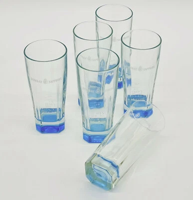 BOMBAY SAPPHIRE GIN 6 x Bombay Sapphire London Dry Gin Longdrink Glas blaue Einfärbung Gläser 3447-6