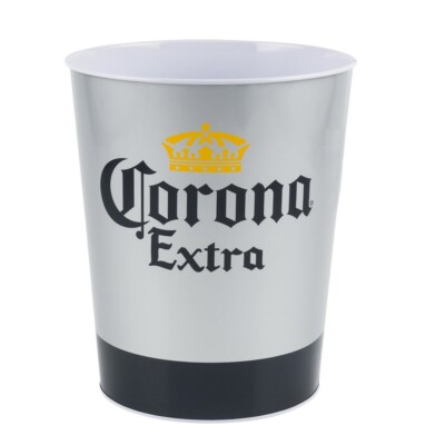 Corona Extra Waste Bin Silver by The Tin Box Company Popcorn Bucket 9.5'' (24Cm)