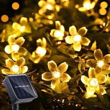 Solar String Flower Lights Outdoor Waterproof Fairy Light Decorations For Garden