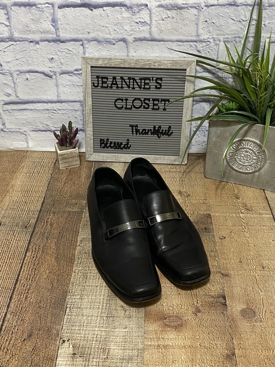 Boss Hugo Boss black loafers size 11.5 HUGO BOSS Black Leather MEN Shoes SIZE 11.5M | eBay main image 3