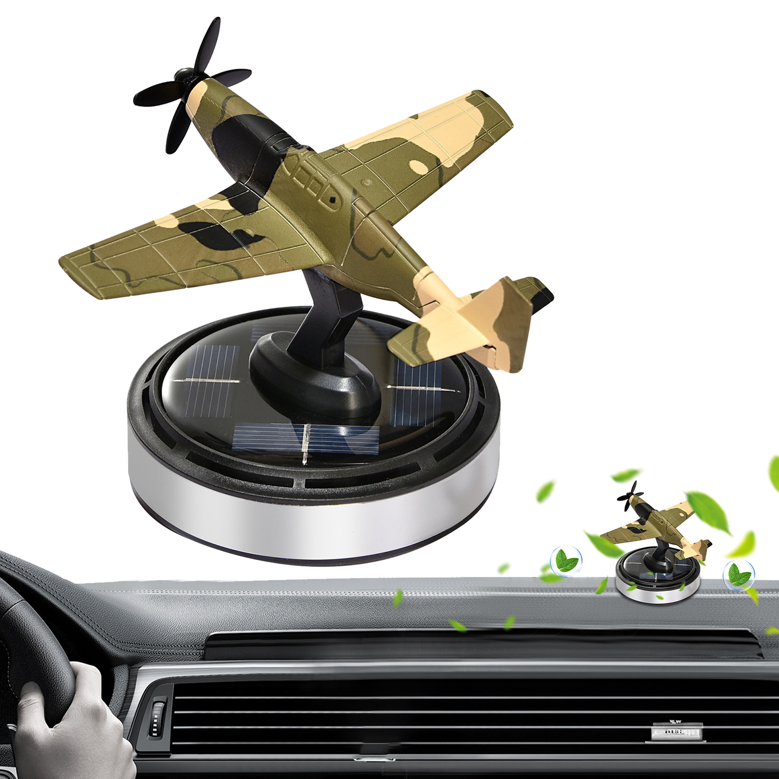 Solar Power Auto Car Rotate Aroma Air Freshener Perfume Diffuser Airplane Model