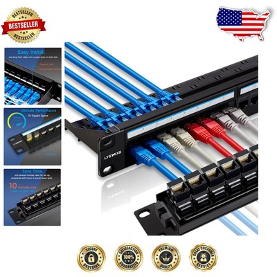 RJ45 24-Port Patch Panel with Removable Gold-Plated Connectors for High Speed