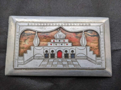 Rare vintage handmade cigarette case Trench art embossed Egypt 1947