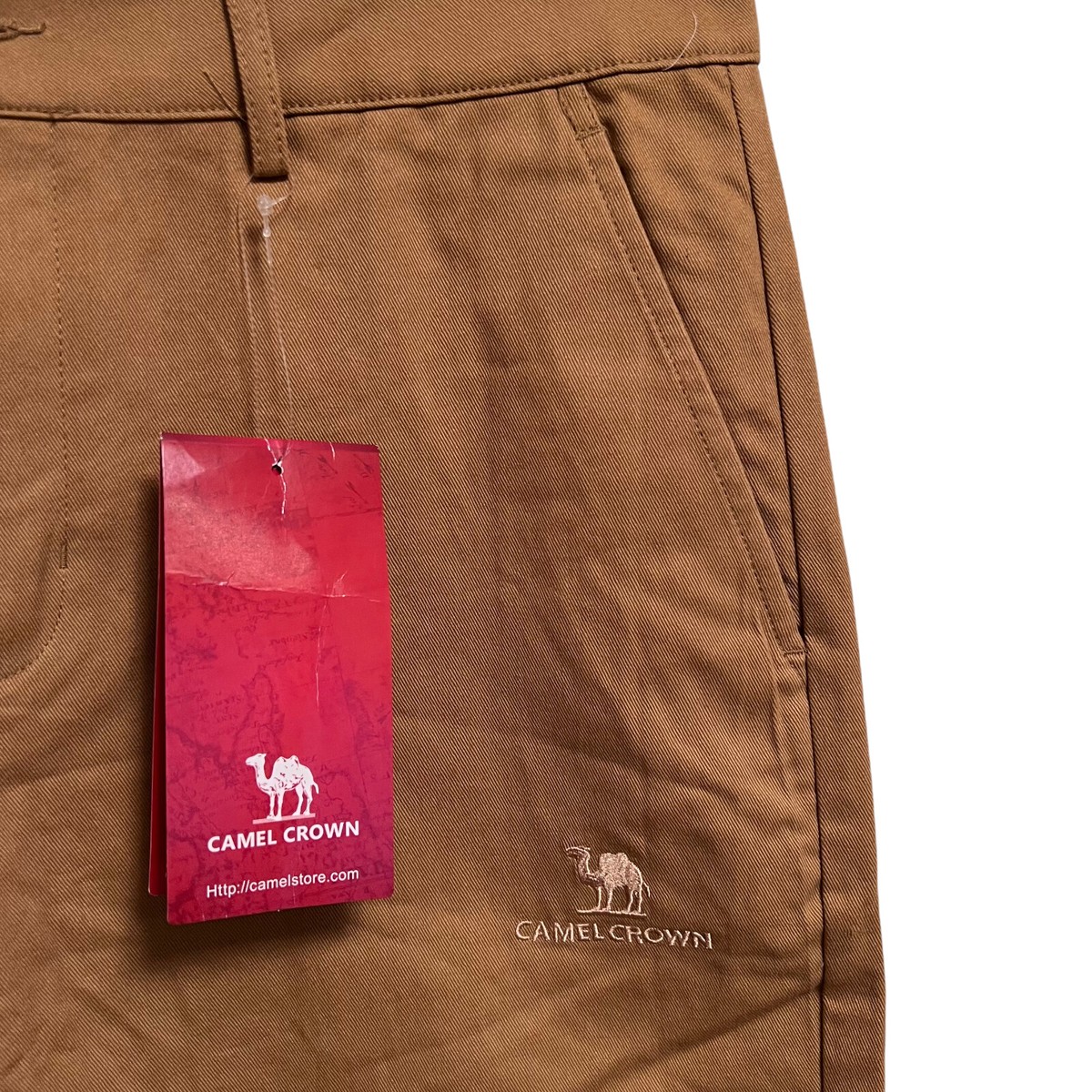 Camel Crown Shorts Mens Size 34 Brown Chino Flat Front Cotton