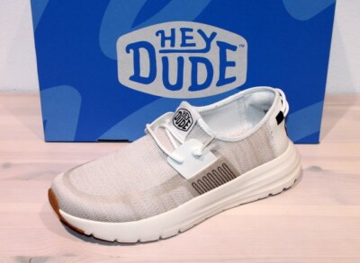 HEY DUDE Slipper Canvas Stoff Sneaker Slip On Stretch - SIROCCO White - Neu!