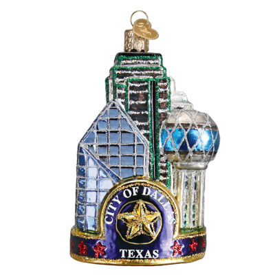 Old World Christmas DALLAS CITY (20084) Glass Ornament w/ OWC Box