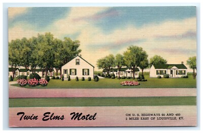 Postcard Twin Elms Motel Louisville Kentucky Roadside Linen Unposted